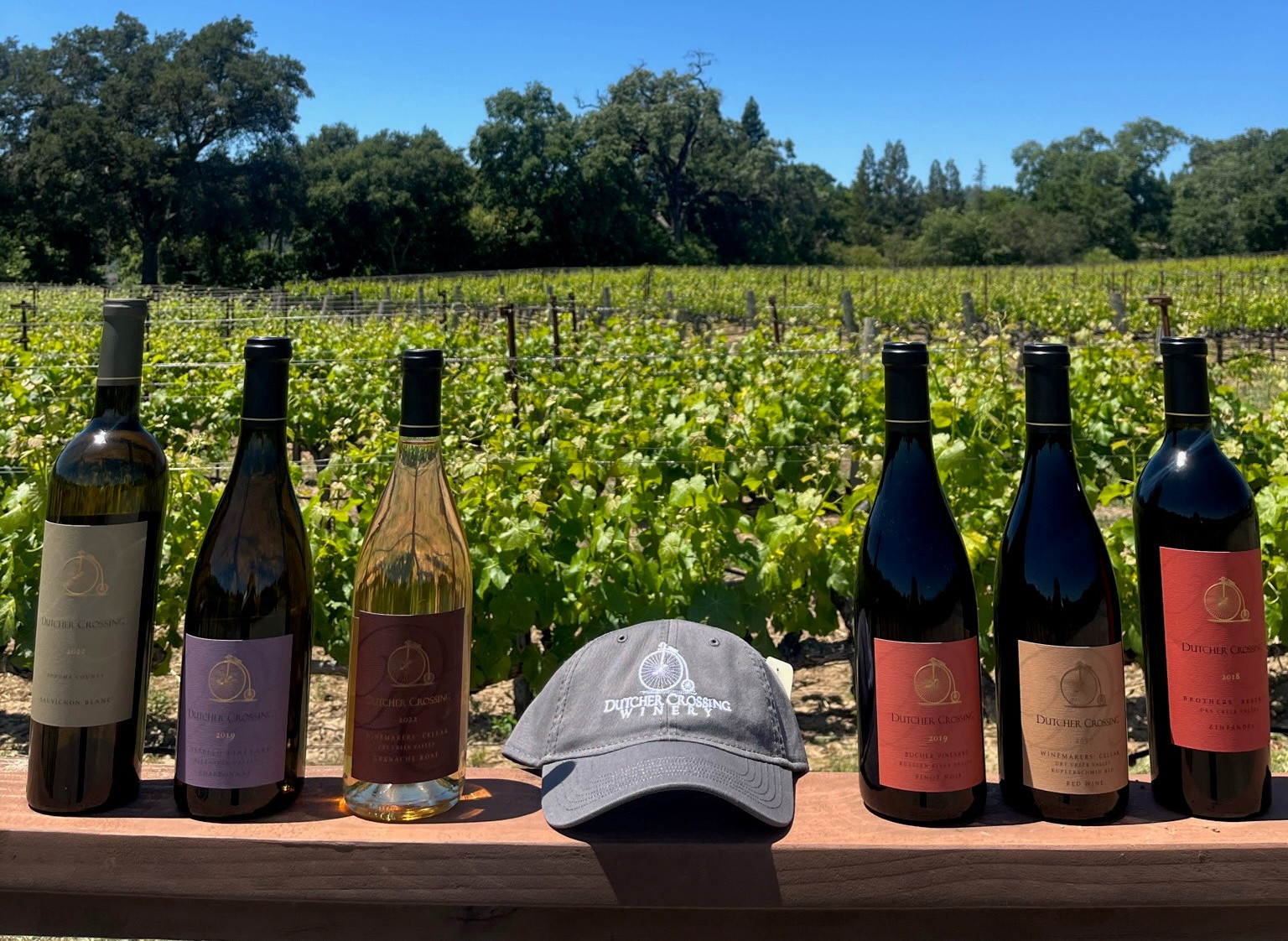 Summer Gift Pack in front of the Vineyard